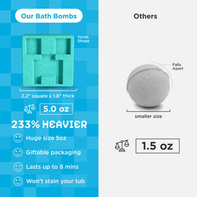 Child enjoying a bath with Two Sisters Creeper Bath Bombs