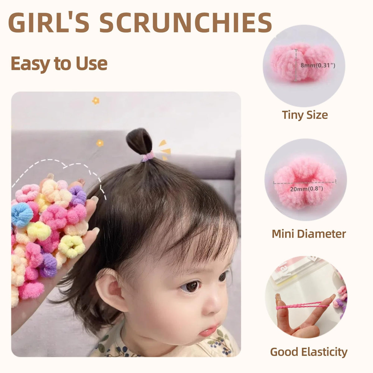 Child's hair styled with WDGROW small hair ties