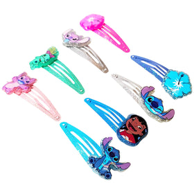 Child using LUV HER Disney Stitch hair clips in a fun hairstyle