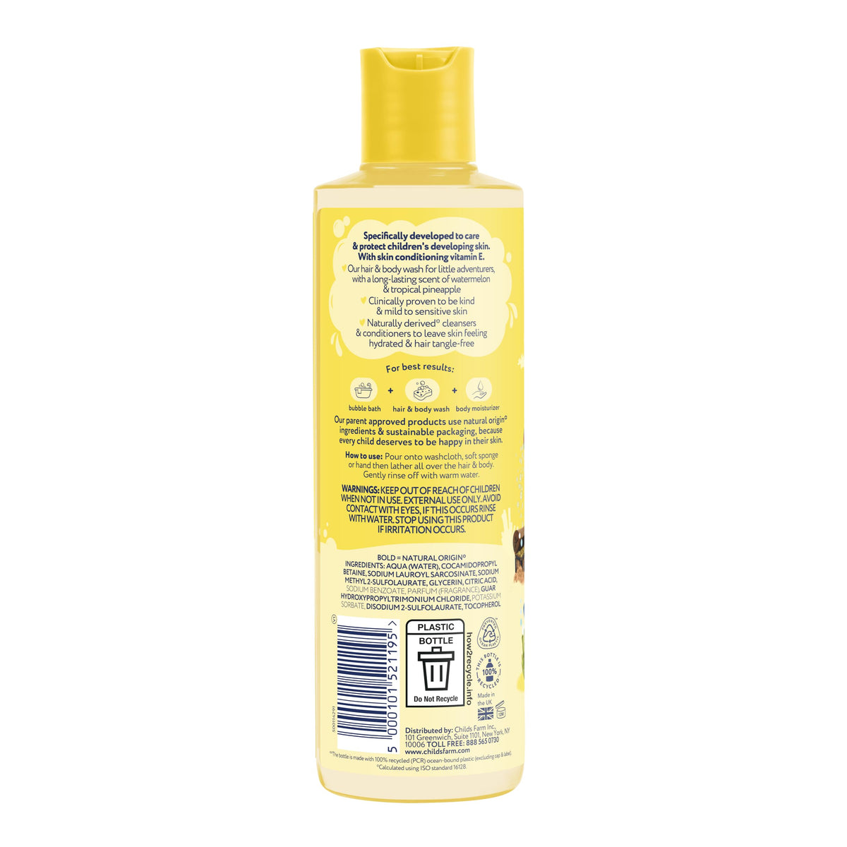 Childs Farm Kids Hair and Body Wash packaging details