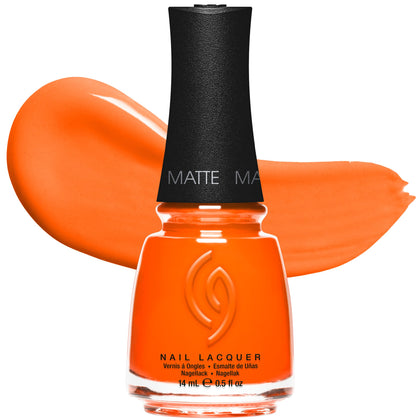 China Glaze Orange Knockout Nail Lacquer front view with matte finish
