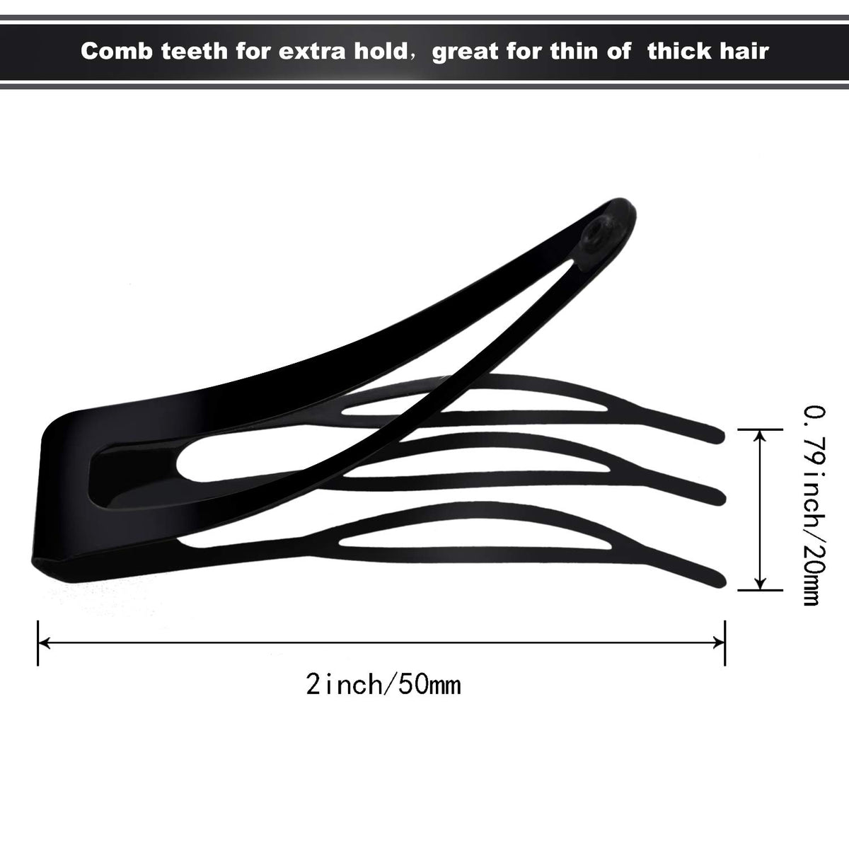 Chinco Double Grip Hair Snap Clips 24 Pcs black in packaging