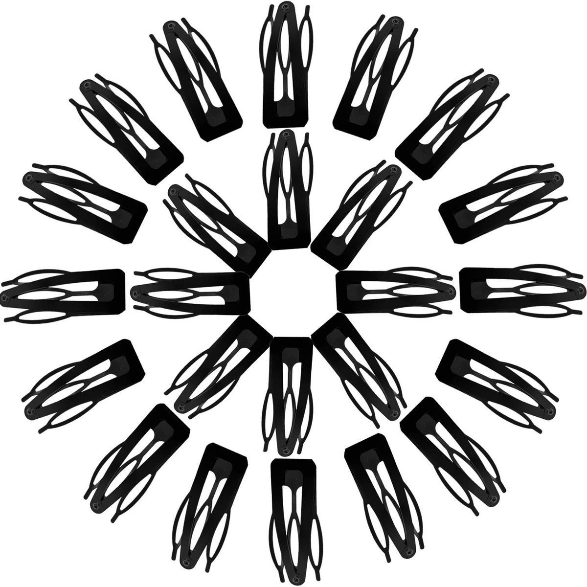 Chinco Double Grip Hair Snap Clips 24 Pcs black in use at a party