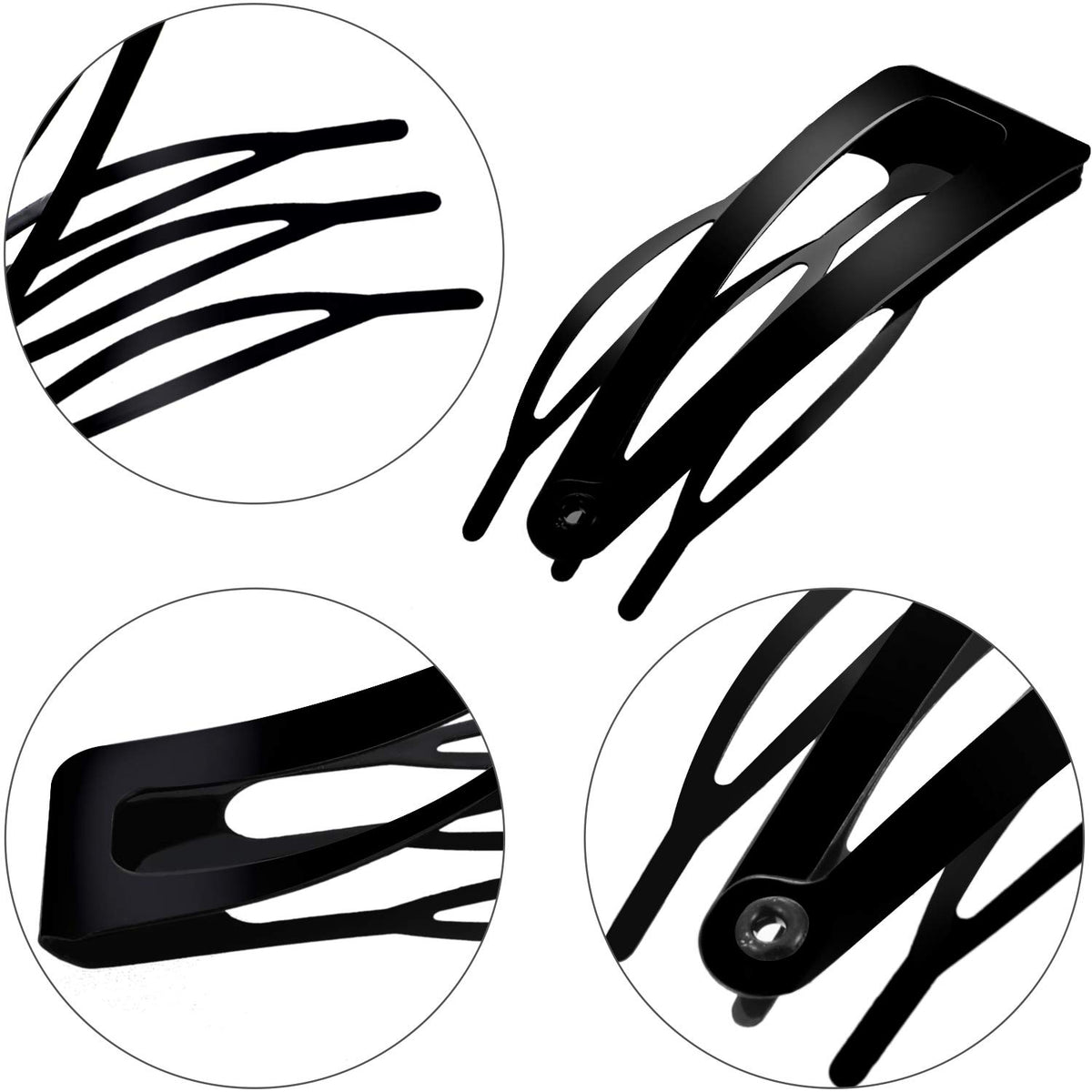 Chinco Double Grip Hair Snap Clips 24 Pcs black side view