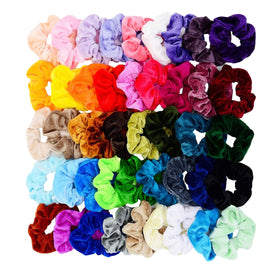 Chloven 45 Pcs Velvet Hair Scrunchies assorted colours front view