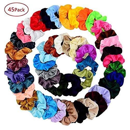 Chloven Velvet Hair Scrunchies in various colours displayed