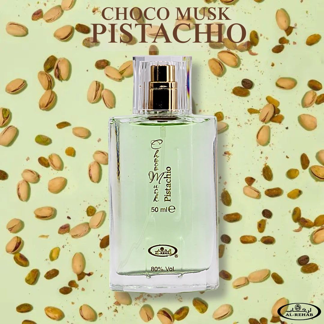 Choco Musk Pistachio Eau de Parfum bottle with creamy pistachio notes