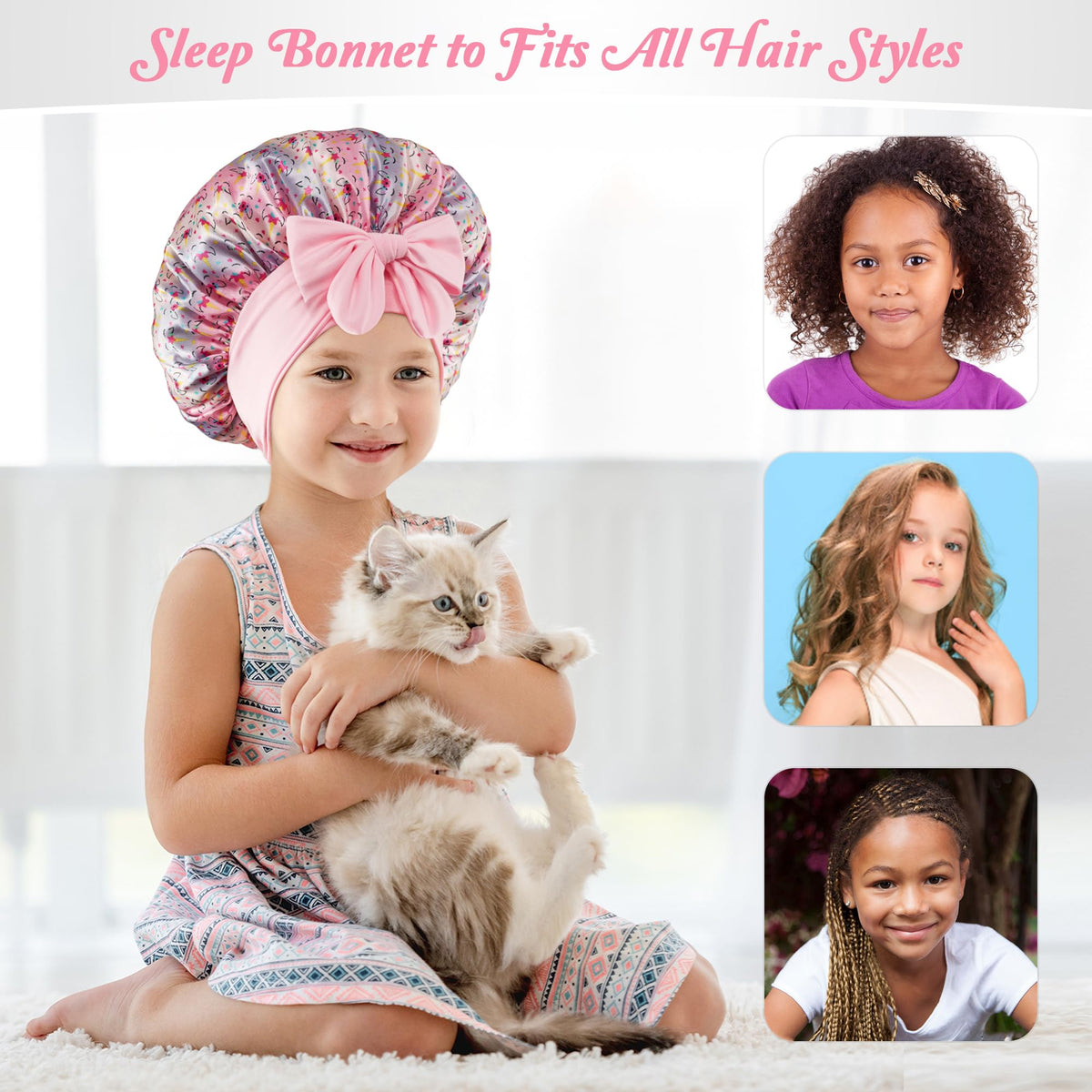 choshion kids satin bonnet packaging with product details