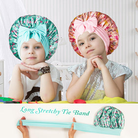 choshion Kids Silk Bonnet on a child's head during sleep