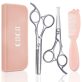 CIICII Kids Hair Cutting Scissors Kit front view with ergonomic design