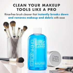 CINEMA SECRETS Blue Vanilla Makeup Brush Cleaner bottle side view