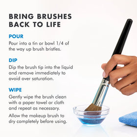 CINEMA SECRETS Blue Vanilla Makeup Brush Cleaner in use on makeup brushes