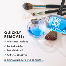 CINEMA SECRETS Blue Vanilla Makeup Brush Cleaner with clean brushes