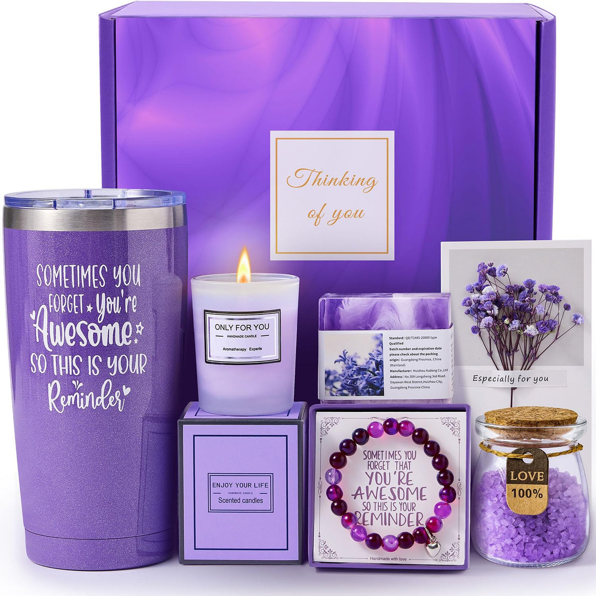 Città Design Lavender Spa Gift Set including tumbler, soap, and candle