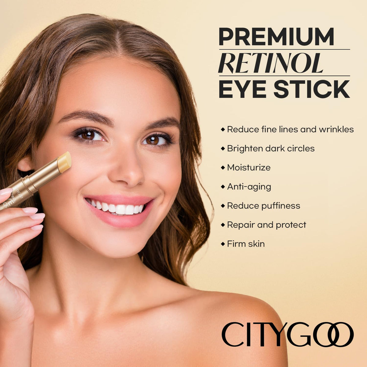 CITYGOO Retinol Eye Stick packaging with ingredients listed