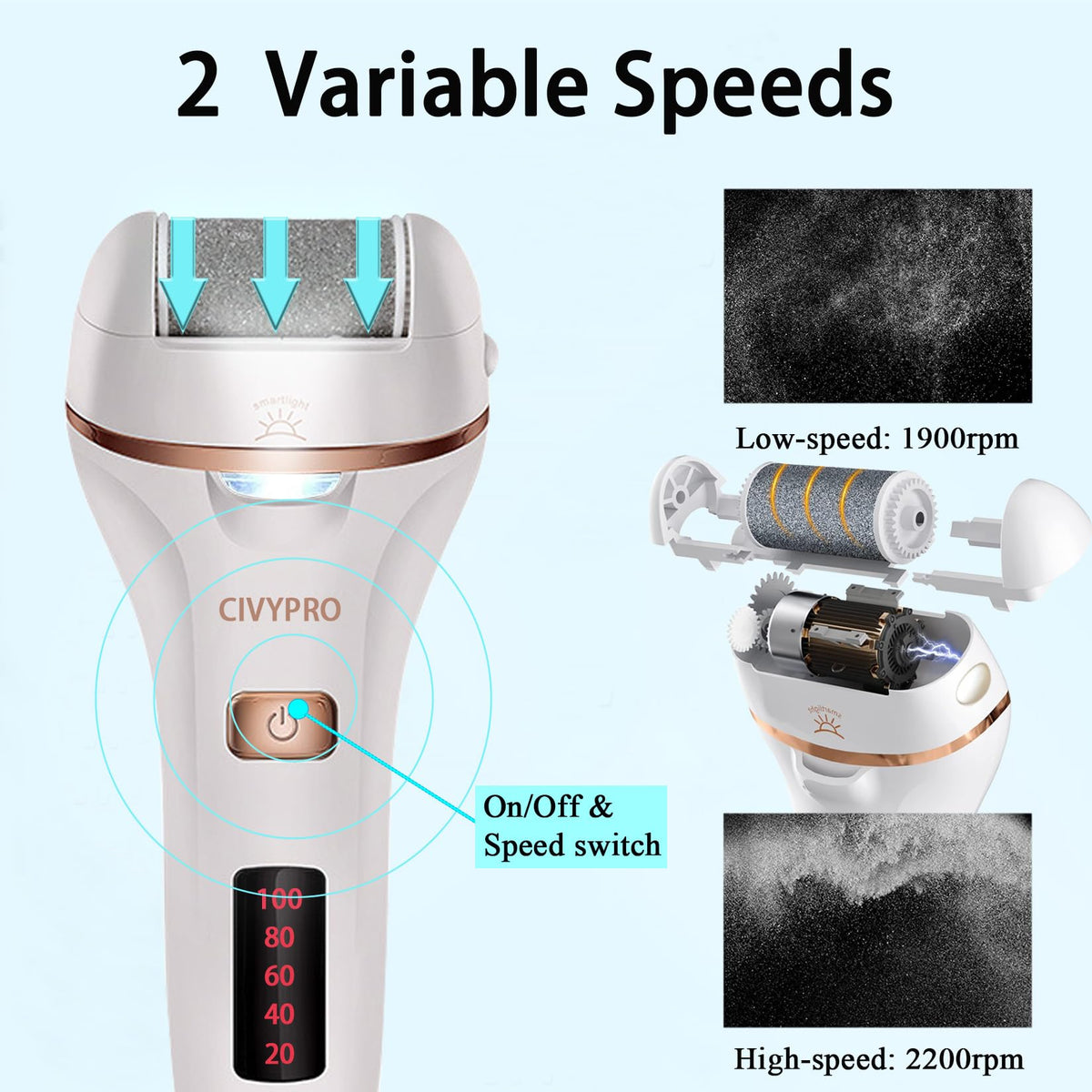 CIVYPRO Electric Callus Remover in use on feet