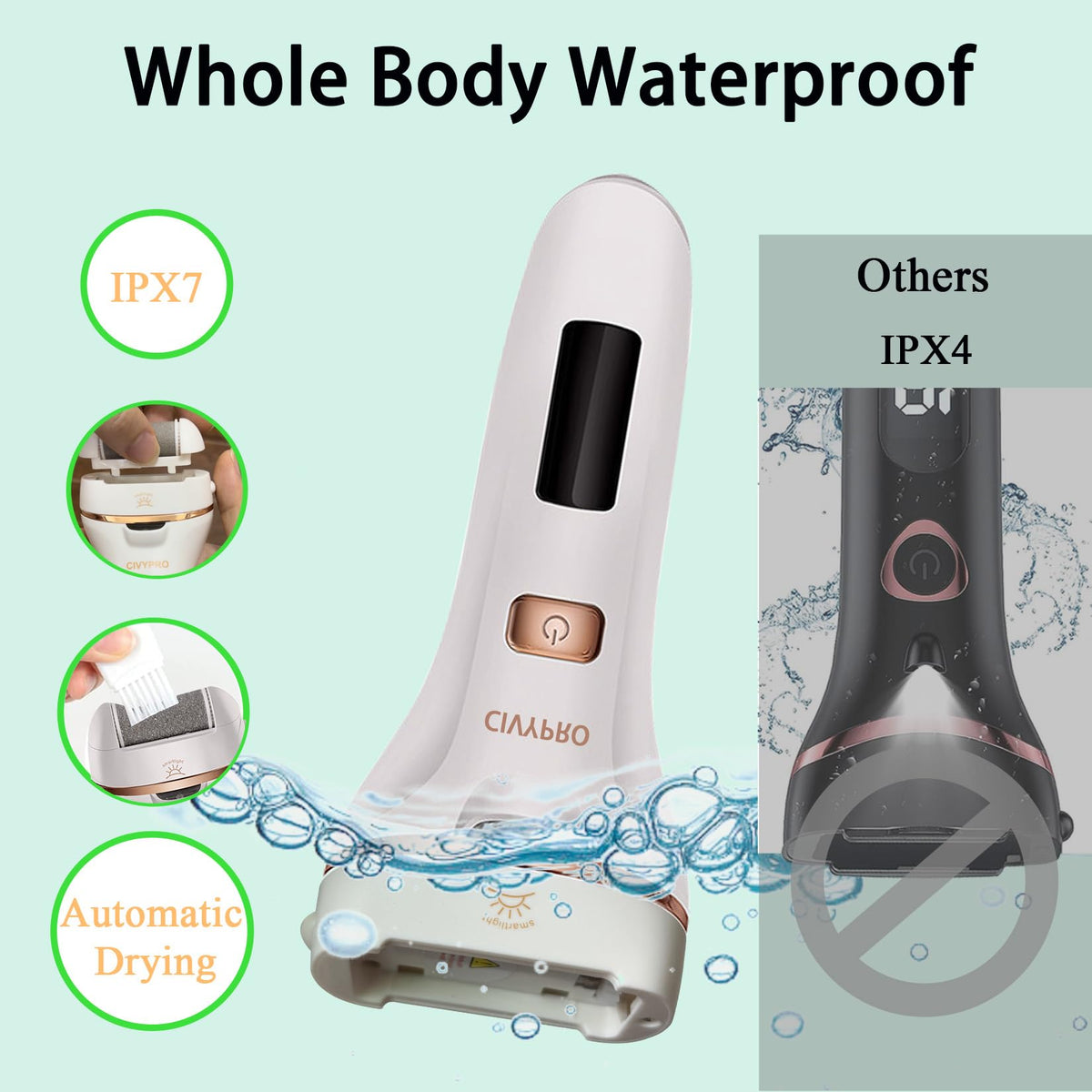 CIVYPRO Electric Callus Remover with cleansing brush and roller cover