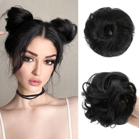 CJL HAIR 2PC Small Cute Messy Bun Hair Piece front view