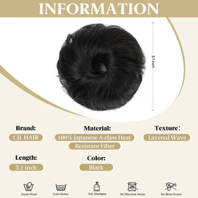 CJL HAIR 2PC Small Cute Messy Bun Hair Piece side view