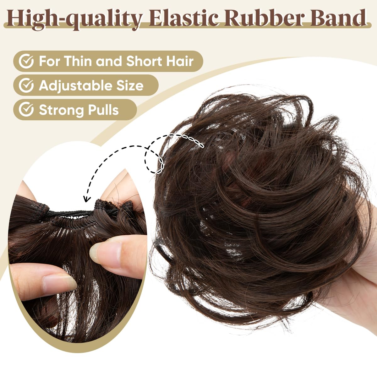 CJL HAIR 2PCs Small Messy Bun Hair Piece packaging