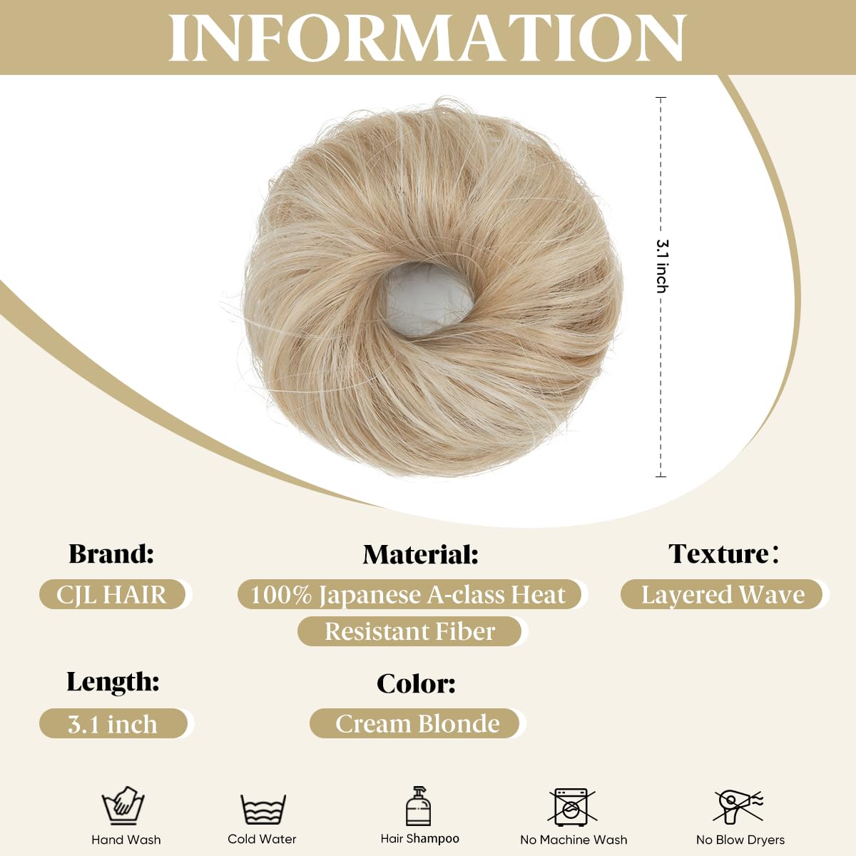 CJL HAIR 2PCs Small Messy Bun Hair Piece side view