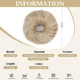 CJL HAIR 2PCs Small Messy Bun Hair Piece side view