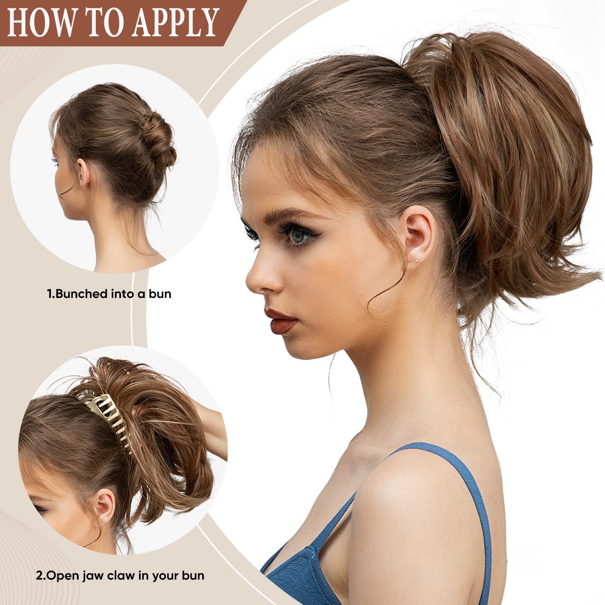 CJL HAIR Claw Clip Short Ponytail Hair Extension package display