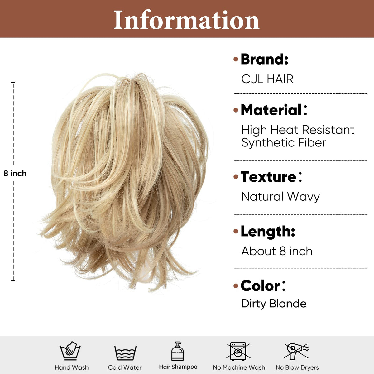 CJL HAIR Claw Clip Short Ponytail Hair Extension showing the claw clip mechanism