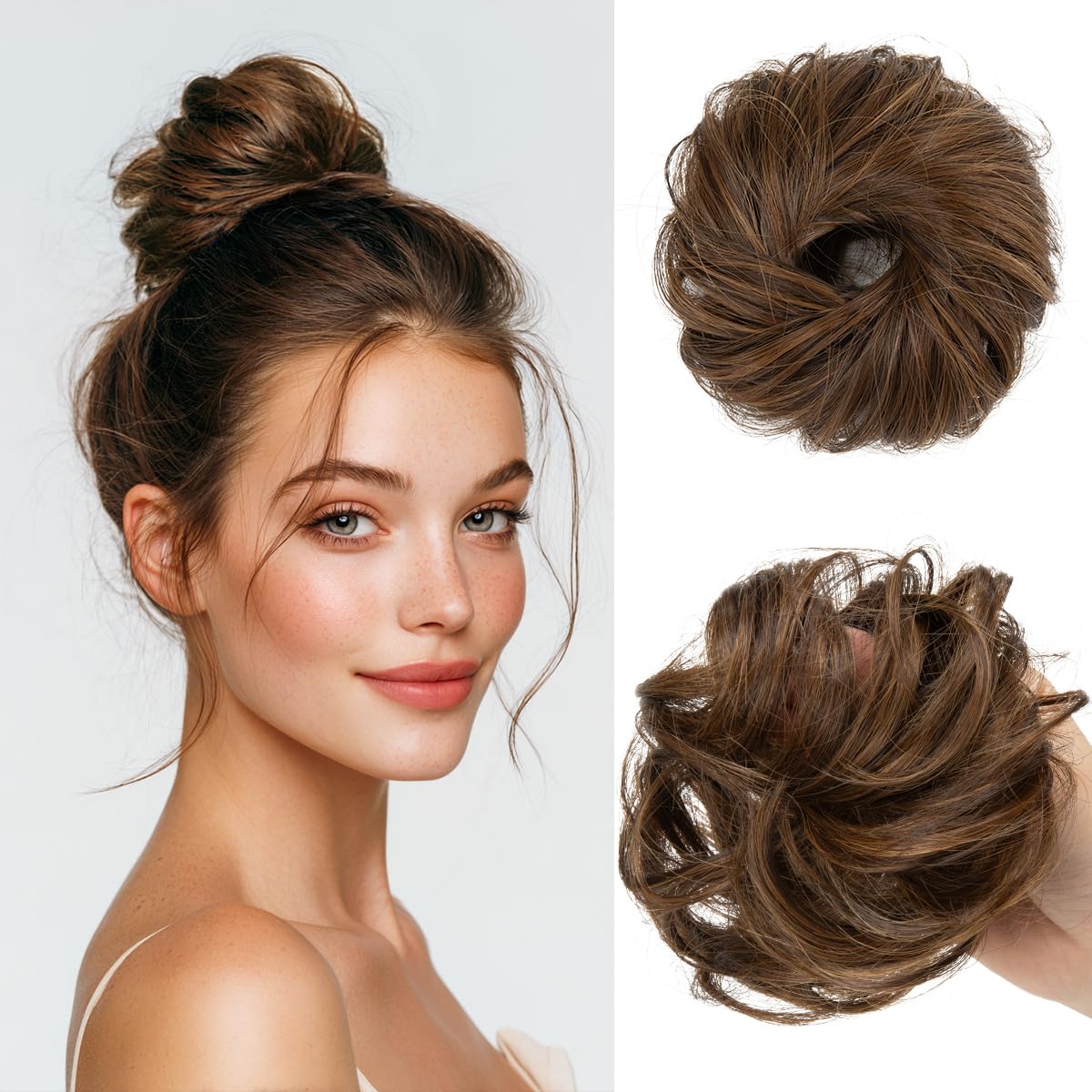 CJL HAIR Messy Bun Hair Piece in Chocolate front view