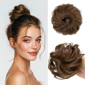CJL HAIR Messy Bun Hair Piece in Chocolate front view