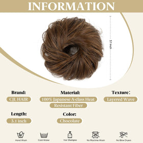 CJL HAIR Messy Bun Hair Piece showing small ringlets