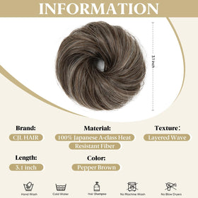 CJL HAIR messy bun hair piece showing small ringlets