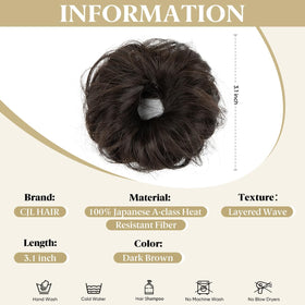 CJL HAIR Small Cute Messy Bun Hair Piece showing ringlet texture