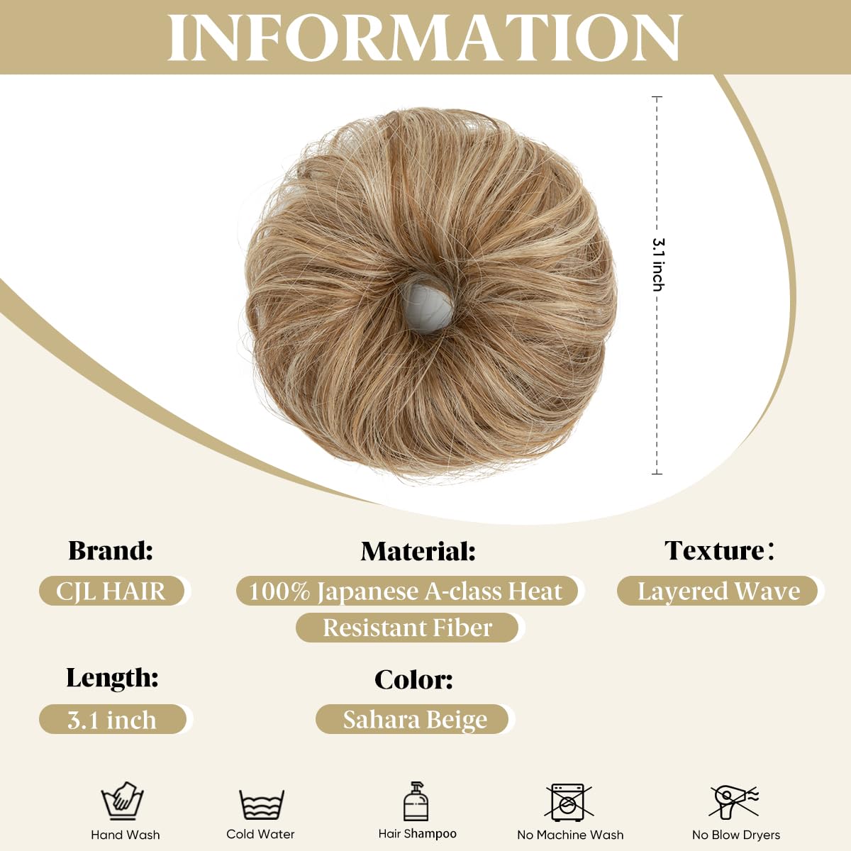 CJL HAIR Small Messy Bun Hair Piece showcasing small ringlets