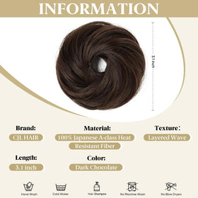 CJL HAIR Small Messy Bun Hair Piece showing curly texture