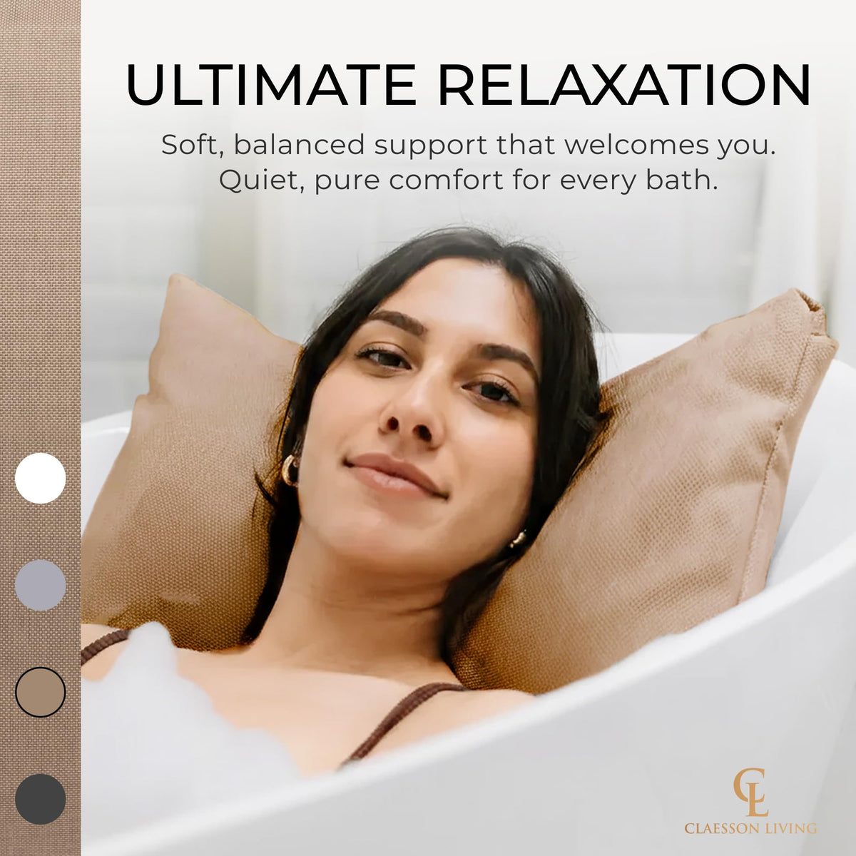 Claessonliving Bath Pillow in a bathtub with relaxing ambiance