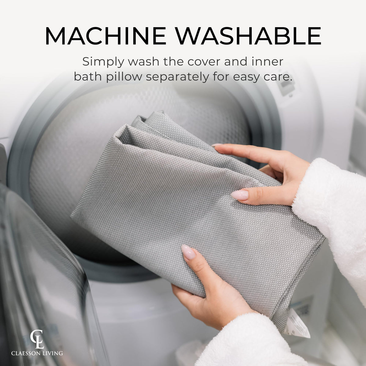 Claessonliving Bath Pillow showcasing durable fabric material