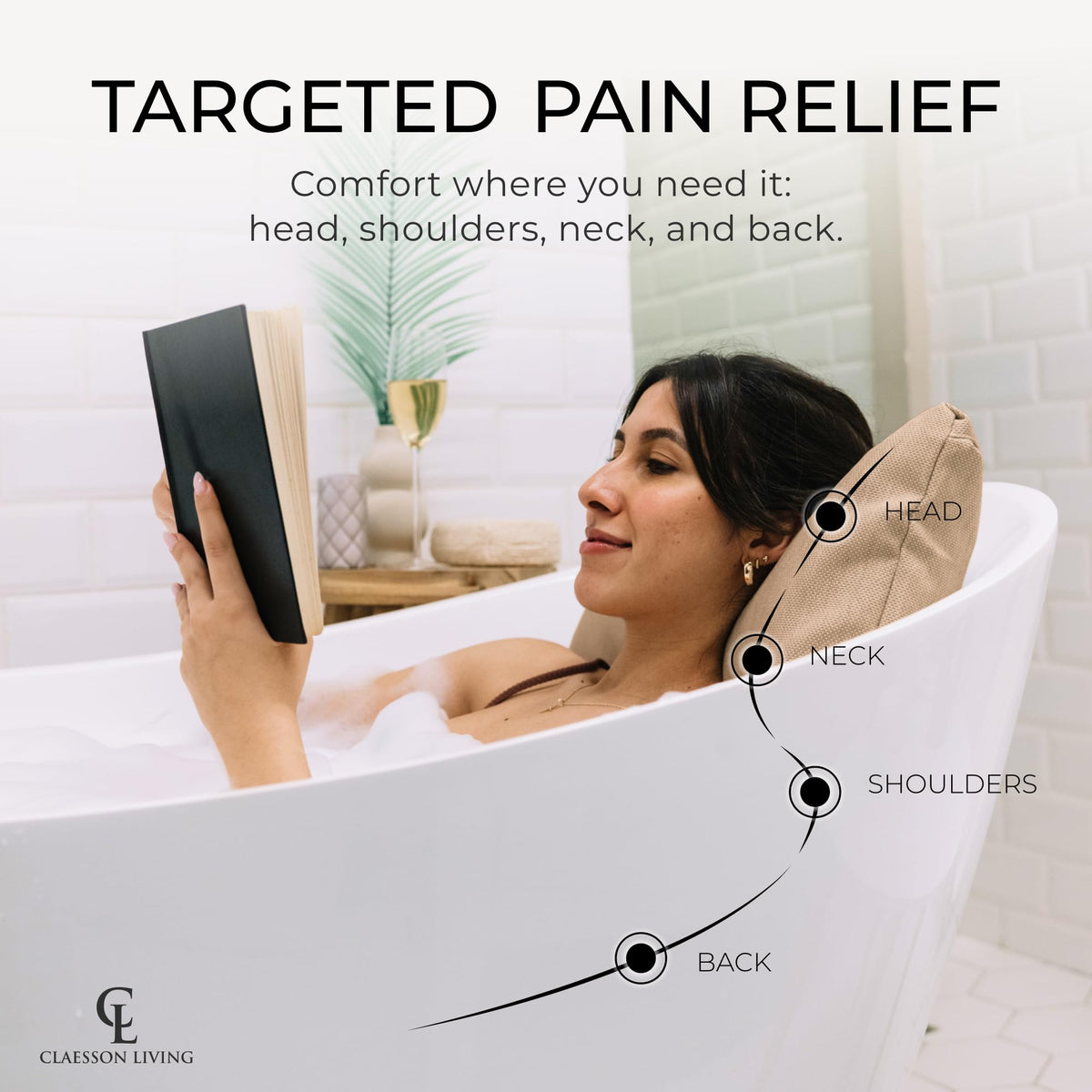 Claessonliving Bath Pillow side view showcasing plush cushioning