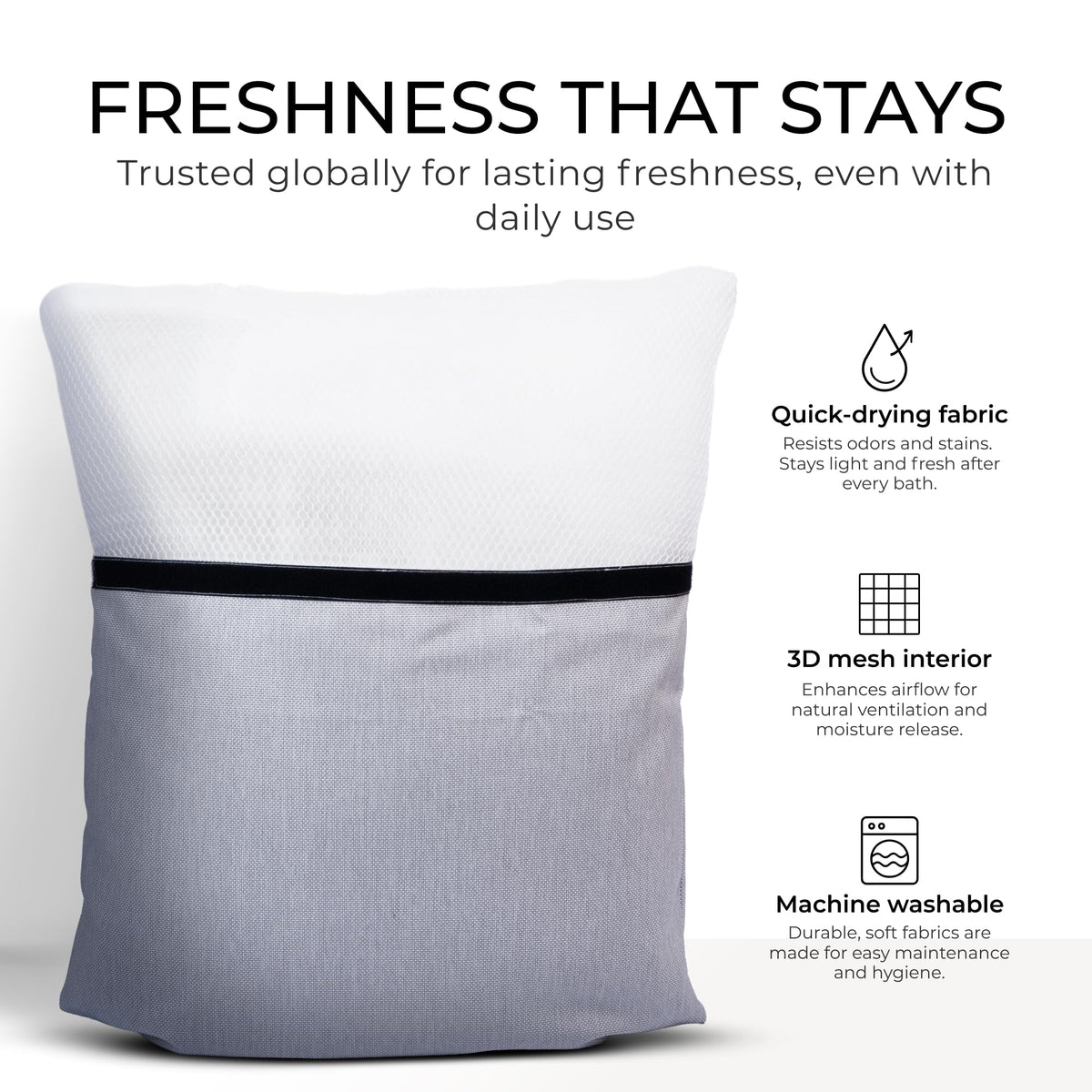 Claessonliving Bath Pillow with plush cushioning, side view