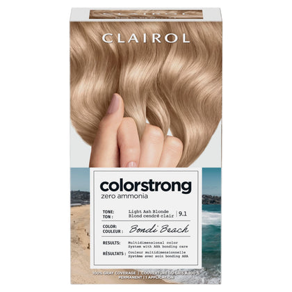 Clairol ColorStrong 9.1 Light Ash Blonde hair dye kit front view
