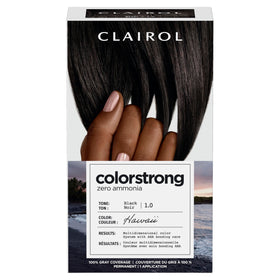 Clairol ColorStrong Permanent Hair Dye 1.0 Black packaging front view