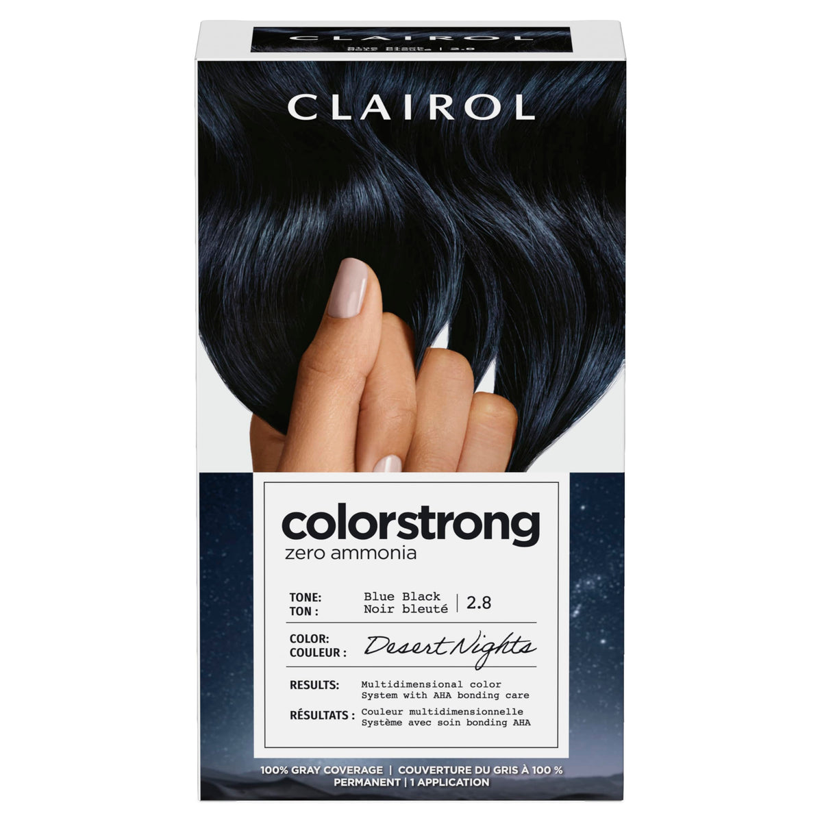 Clairol ColorStrong Permanent Hair Dye 2.8 Blue Black front view