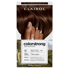 Clairol ColorStrong Permanent Hair Dye 5.0 Medium Brown packaging front view