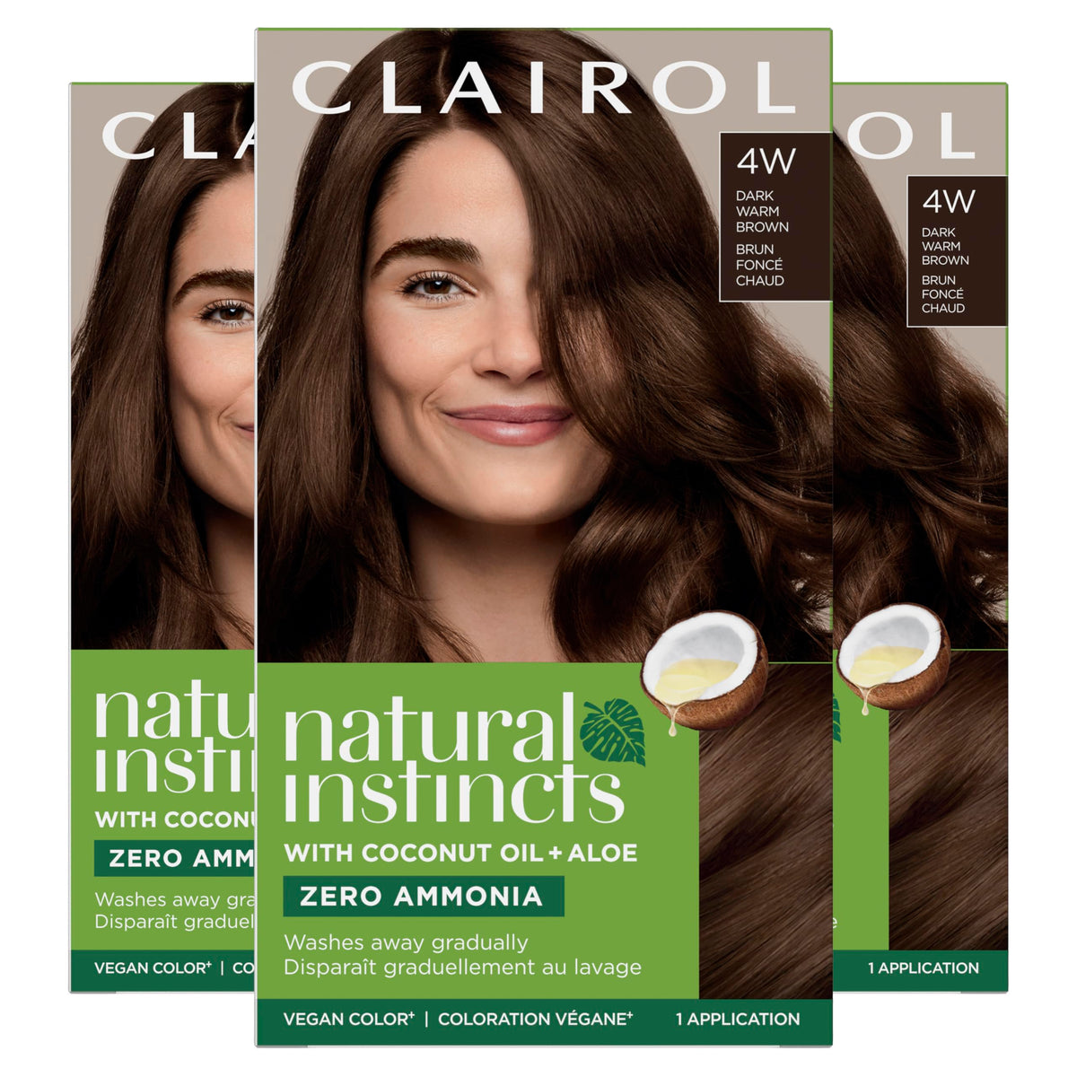 Clairol Natural Instincts 4W Dark Warm Brown hair dye kit front view