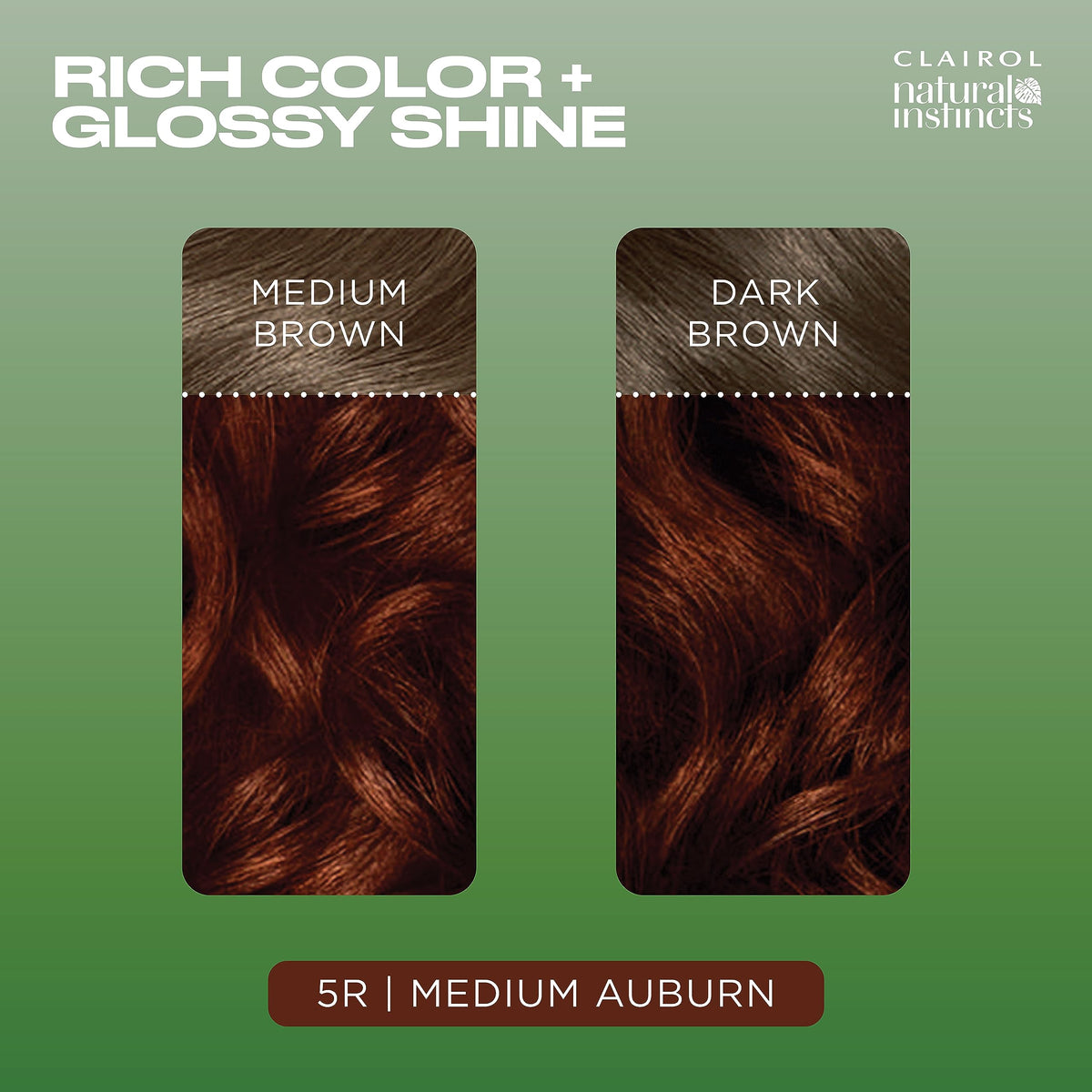 Clairol Natural Instincts 5R hair dye packaging showing glossy finish