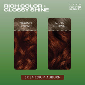 Clairol Natural Instincts 5R hair dye packaging showing glossy finish