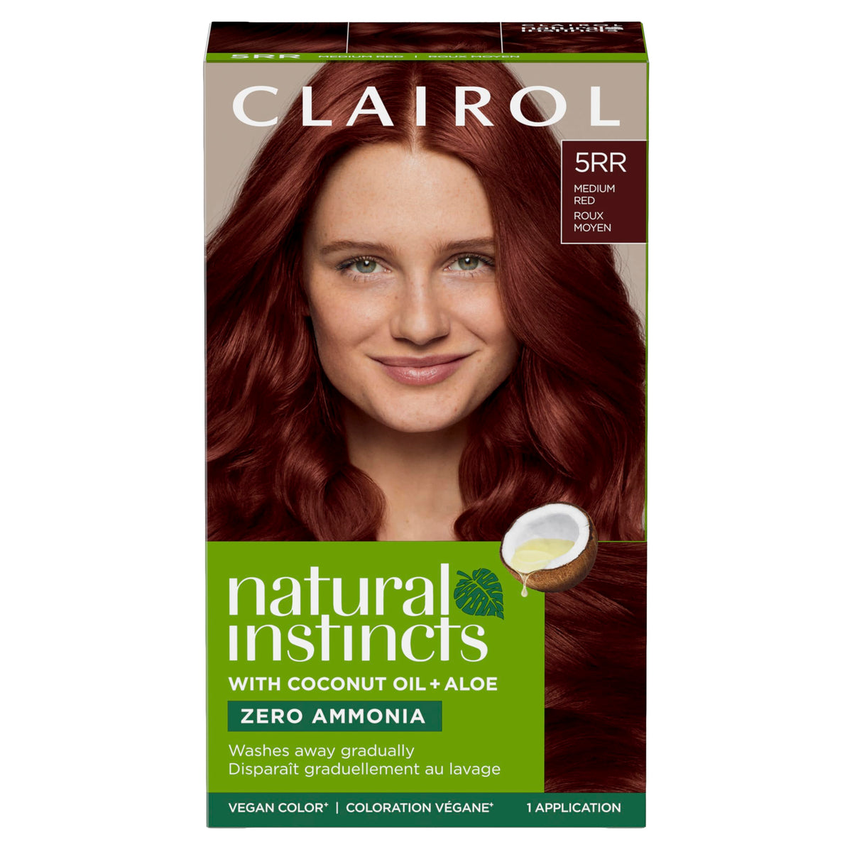Clairol Natural Instincts 5RR Medium Red hair dye box front view