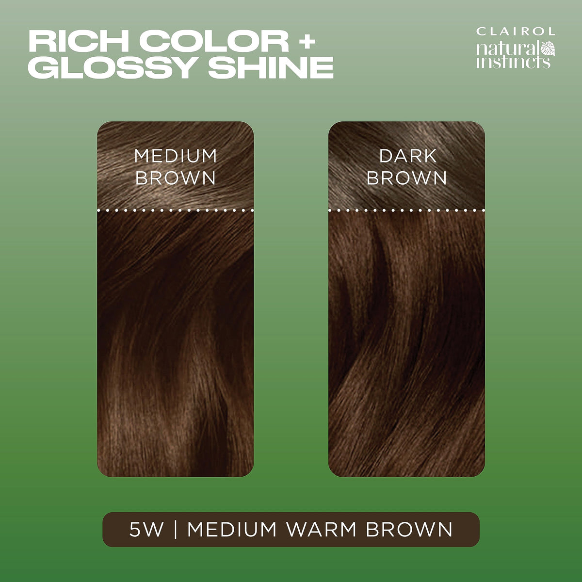 Clairol Natural Instincts 5W Medium Warm Brown hair dye with coconut oil and aloe vera