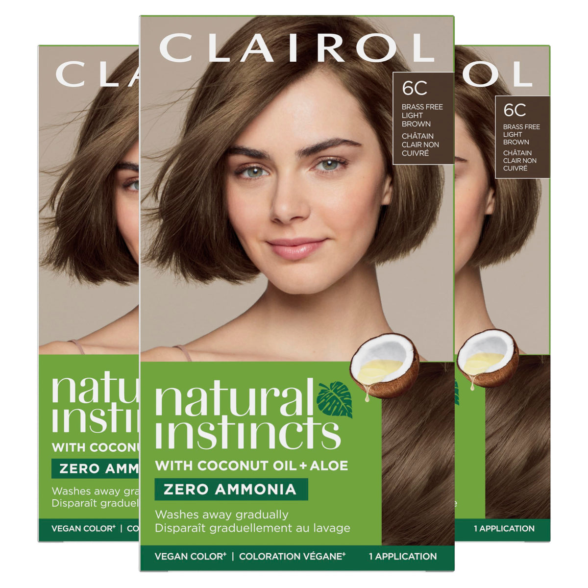 Clairol Natural Instincts 6C Light Brown hair dye front view