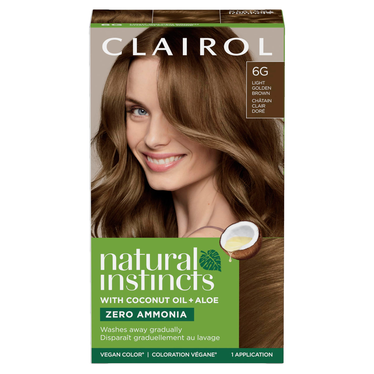 Clairol Natural Instincts 6G Light Golden Brown hair dye box front view